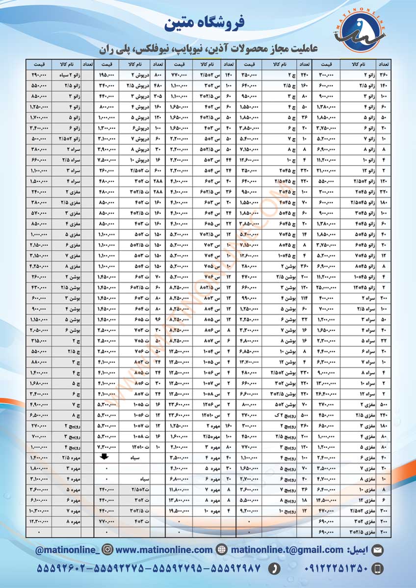 لیست قیمت اتصالات مک