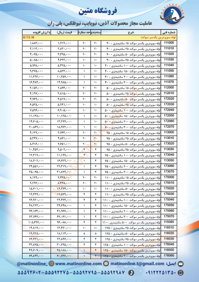 لیست قیمت سوپردرین