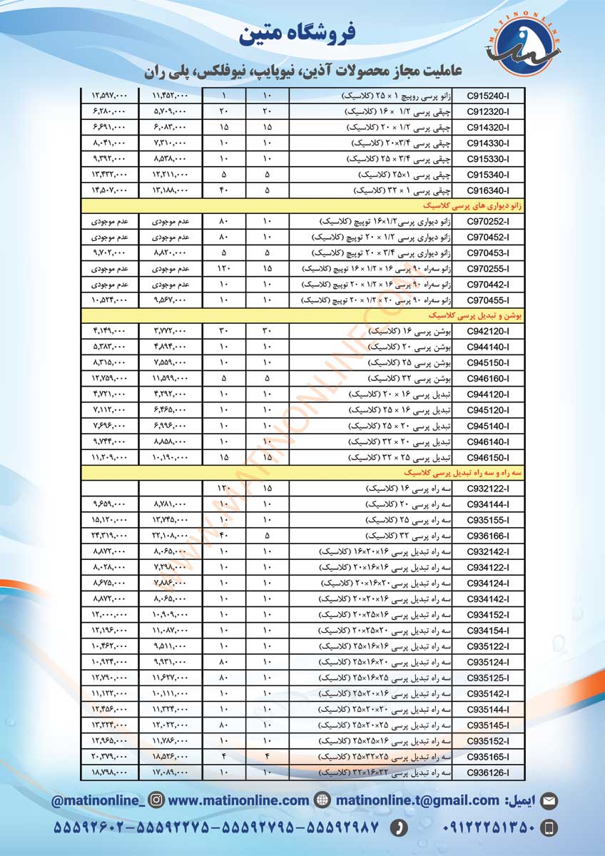 لیست قیمت سوپرپایپ