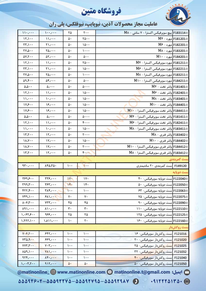 لیست قیمت سوپرفیکس