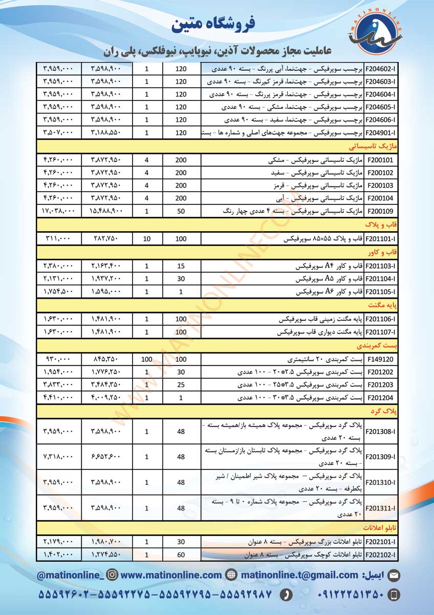 لیست قیمت سوپرفیکس