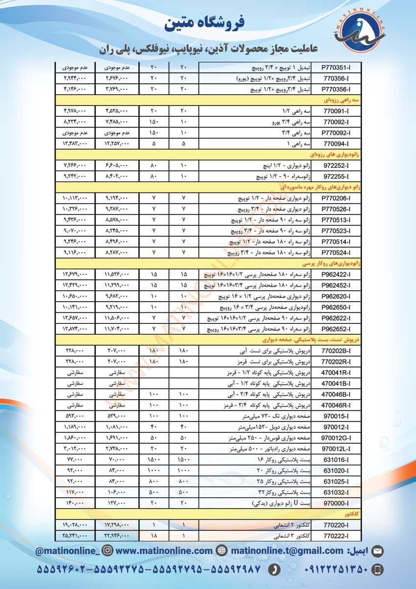 لیست قیمت سوپرپایپ